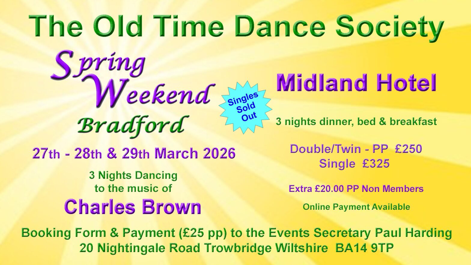 Spring Weekend The Midland Hotel, Bradford – 27-29 March 2026